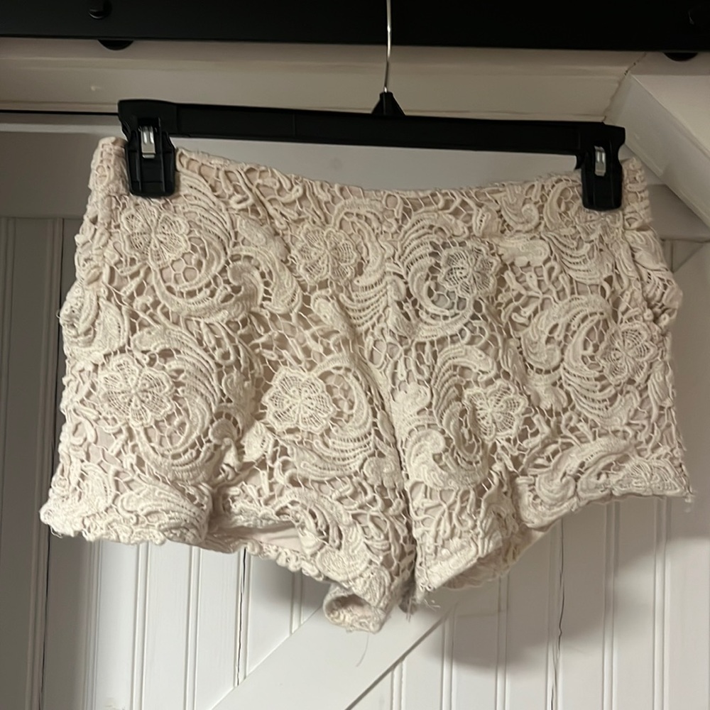 Blue rain Champaign colored lacey shorts. Small.